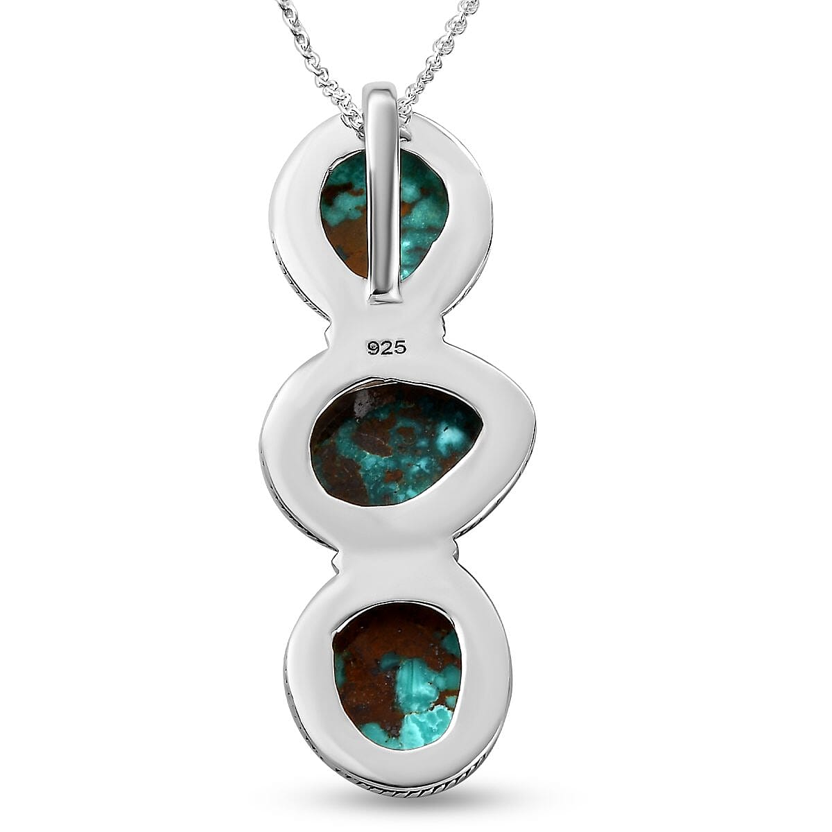 Sierra Nevada Turquoise Pendant Necklace 20 Inches in Platinum Over Sterling Silver 13.50 ctw