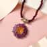 Dahlia Cut Premium Brazilian Citrine and Orissa Rhodolite Garnet Floral Pendant with Beaded Necklace 20 Inches in Vermeil YG & Platinum Over Sterling Silver 134.15 ctw image number 1