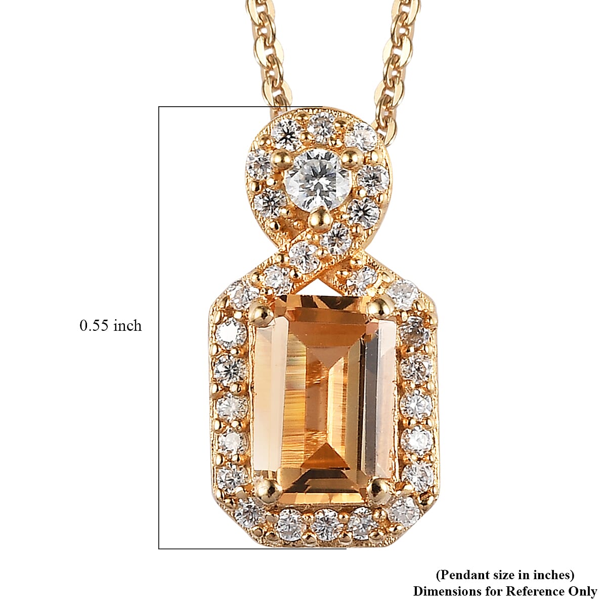 Premium Natural Imperial Topaz and Moissanite Pendant Necklace 20 Inches in Vermeil Yellow Gold Over Sterling Silver 1.00 ctw image number 5