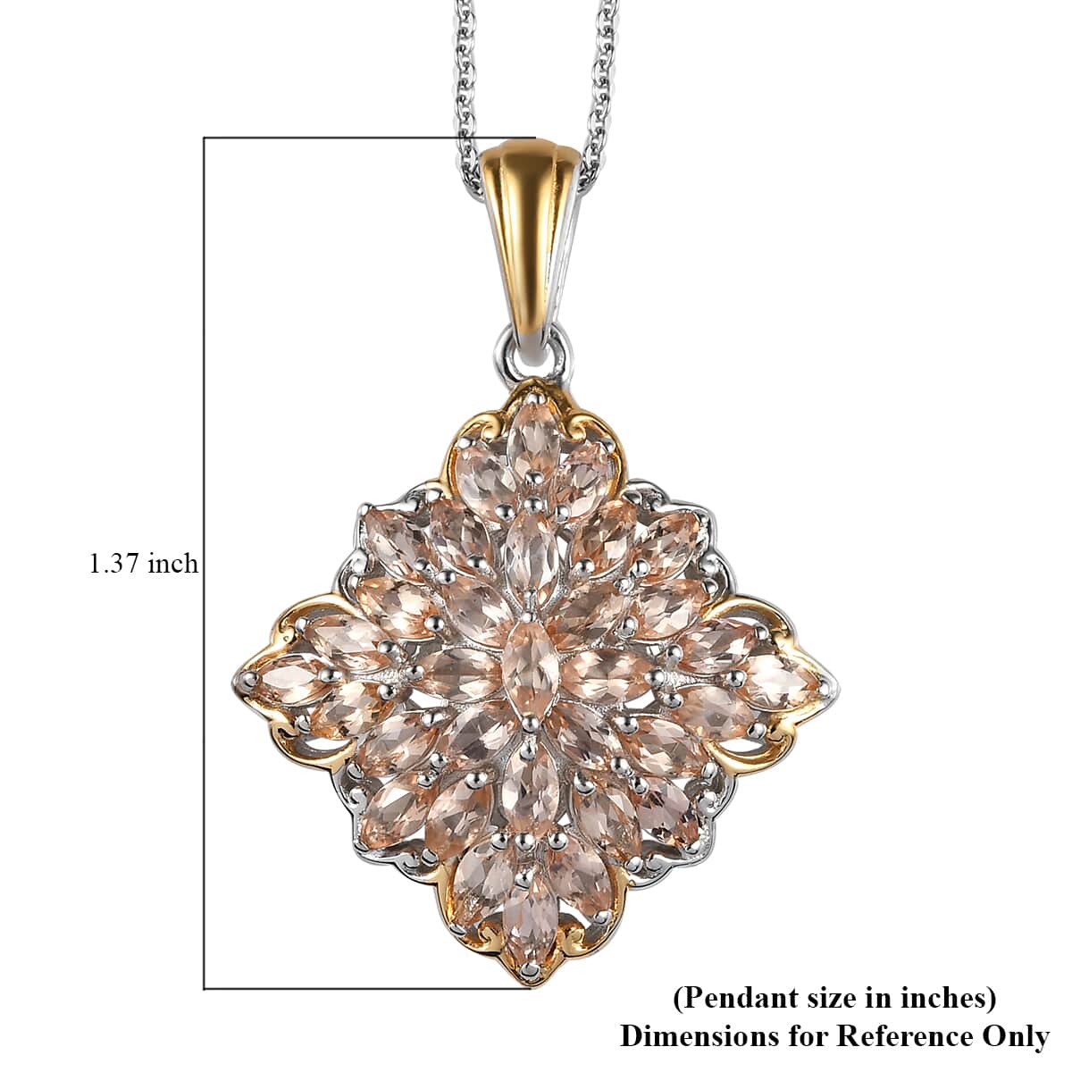 Imperial Topaz Cluster Pendant Necklace 20 Inches in Vermeil Yellow Gold and Platinum Over Sterling Silver 3.15 ctw image number 5