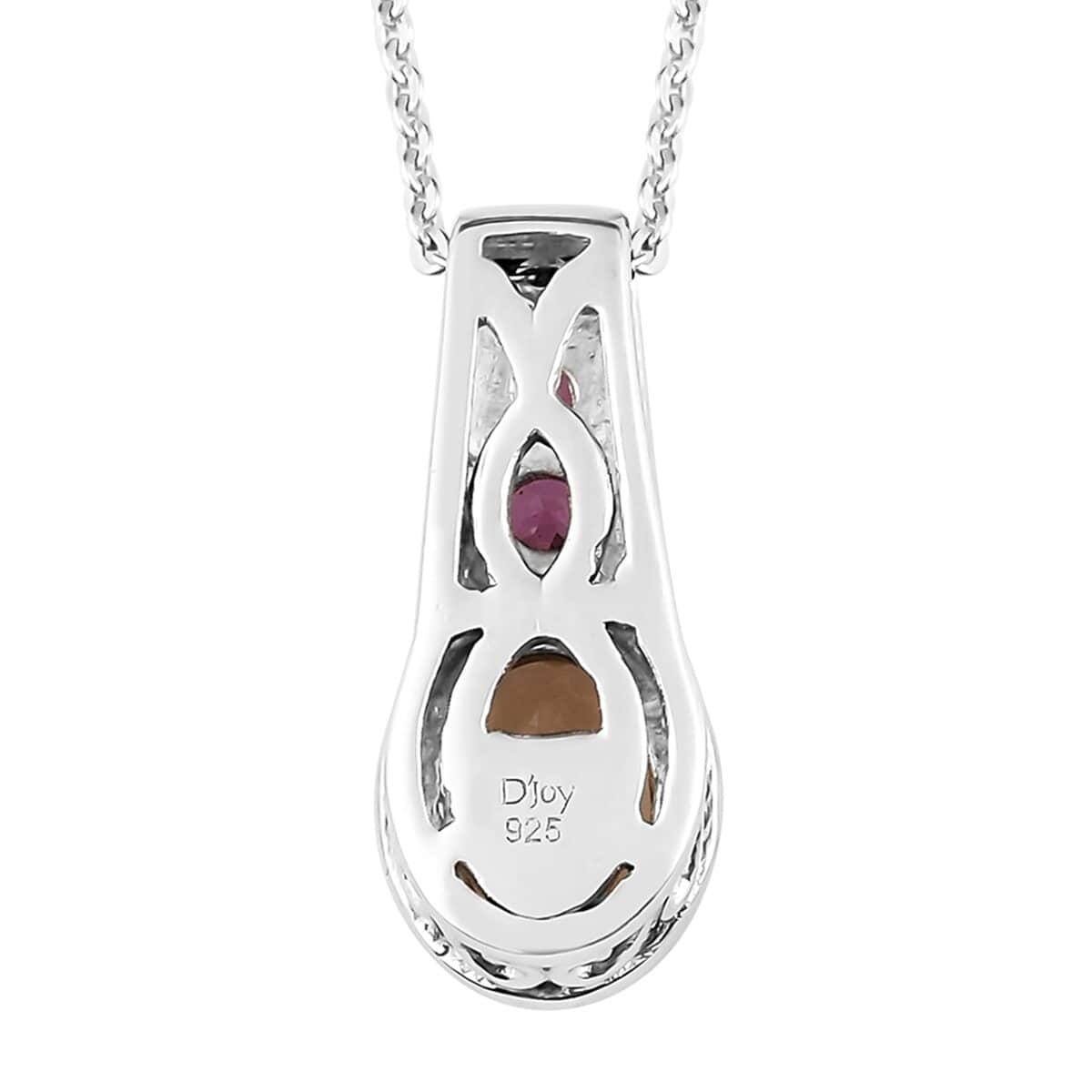 Golden Scapolite and Rhodolite Garnet Ring (Size 7.00) Stud Earrings and Pendant Necklace 20In in Platinum Over Sterling Silver 4.15 ctw image number 6