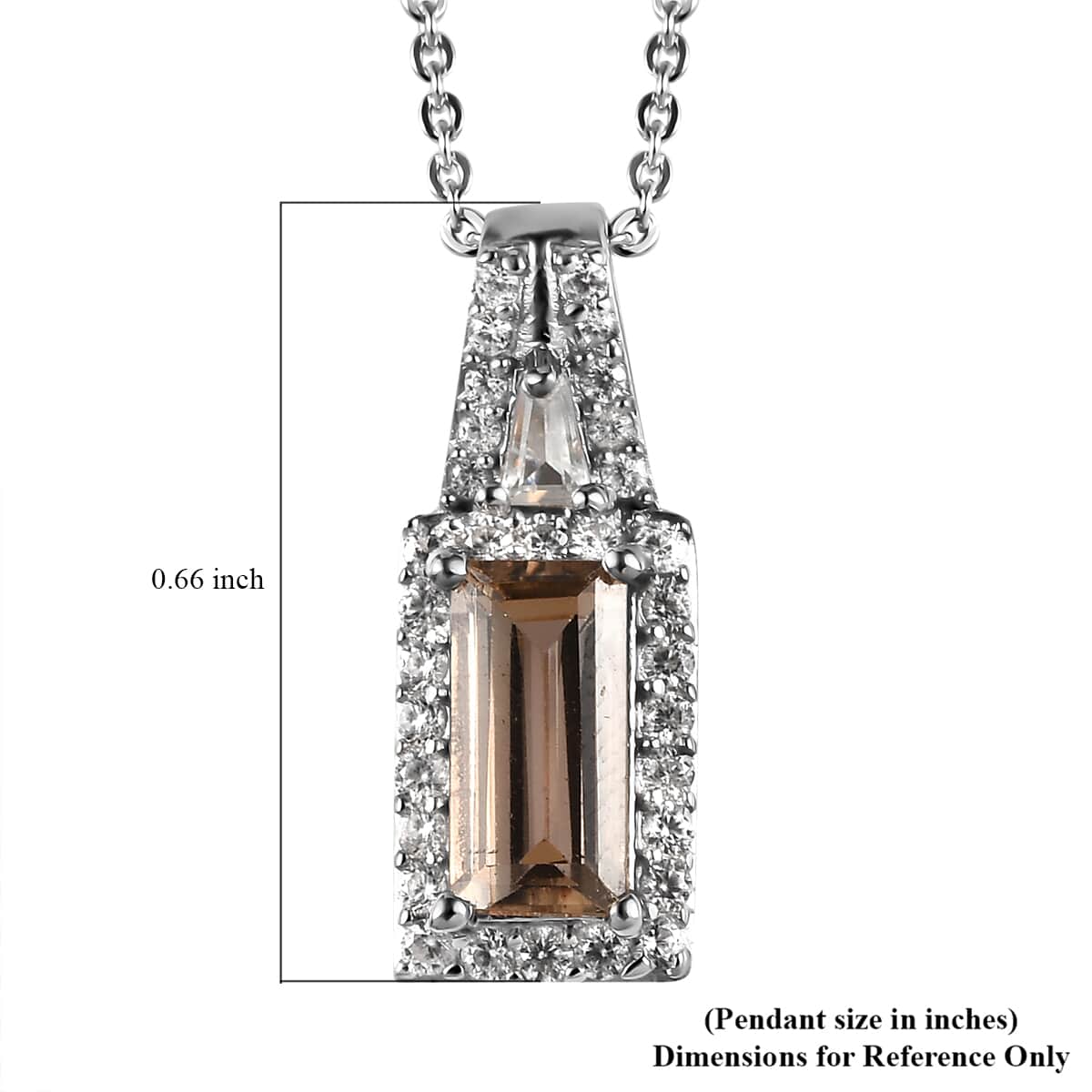 Premium Natural Imperial Topaz and Natural White Zircon Pendant Necklace 20 Inches in Platinum Over Sterling Silver 1.30 ctw image number 5