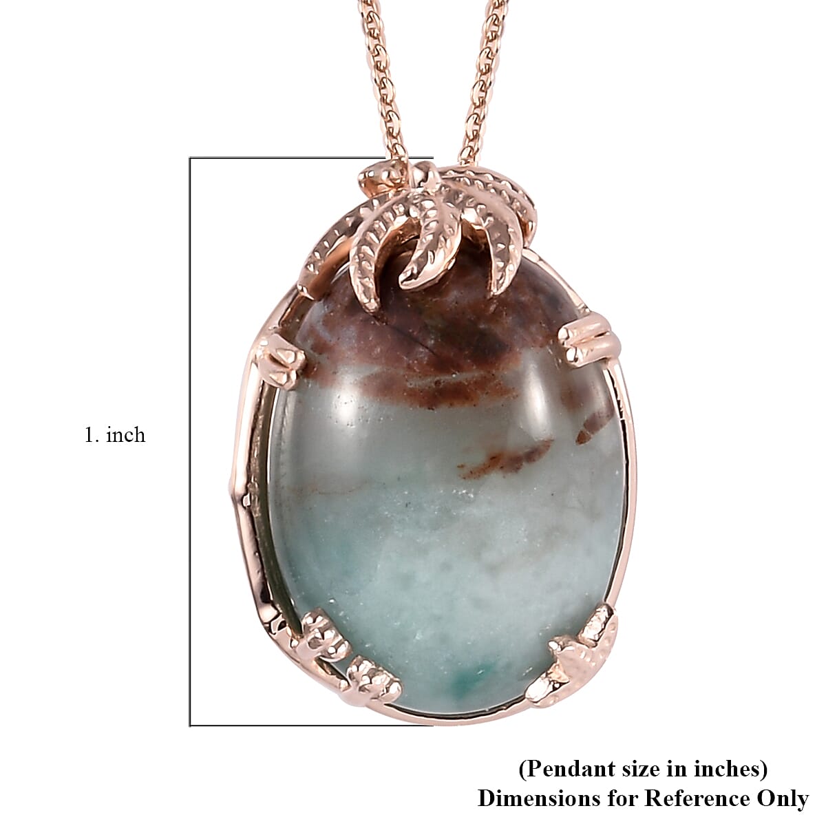 Natural Zimbaprase and Natural Champagne Diamond Pendant Necklace 20 Inches in Vermeil Rose Gold Over Sterling Silver 18.40 ctw