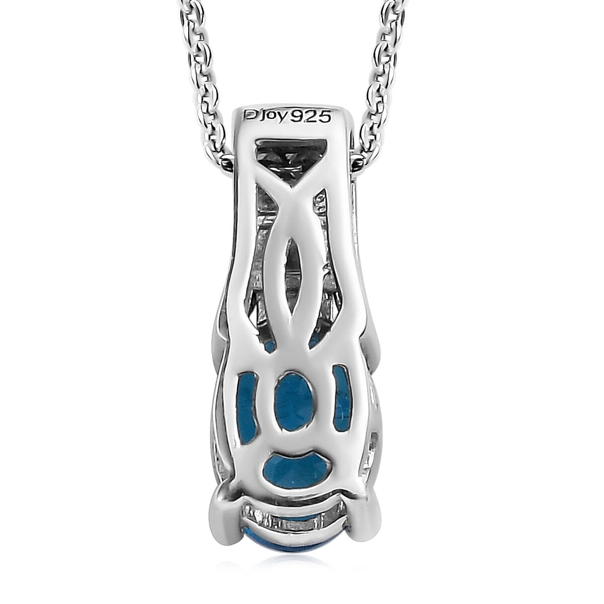 Malgache Neon Apatite and Diamond Pendant Necklace 20 Inches in Platinum Over Sterling Silver 1.50 ctw