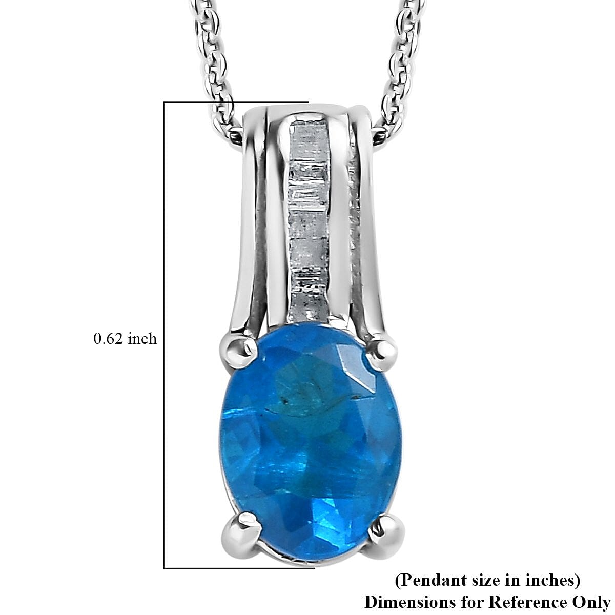 Malgache Neon Apatite and Diamond Pendant Necklace 20 Inches in Platinum Over Sterling Silver 1.50 ctw
