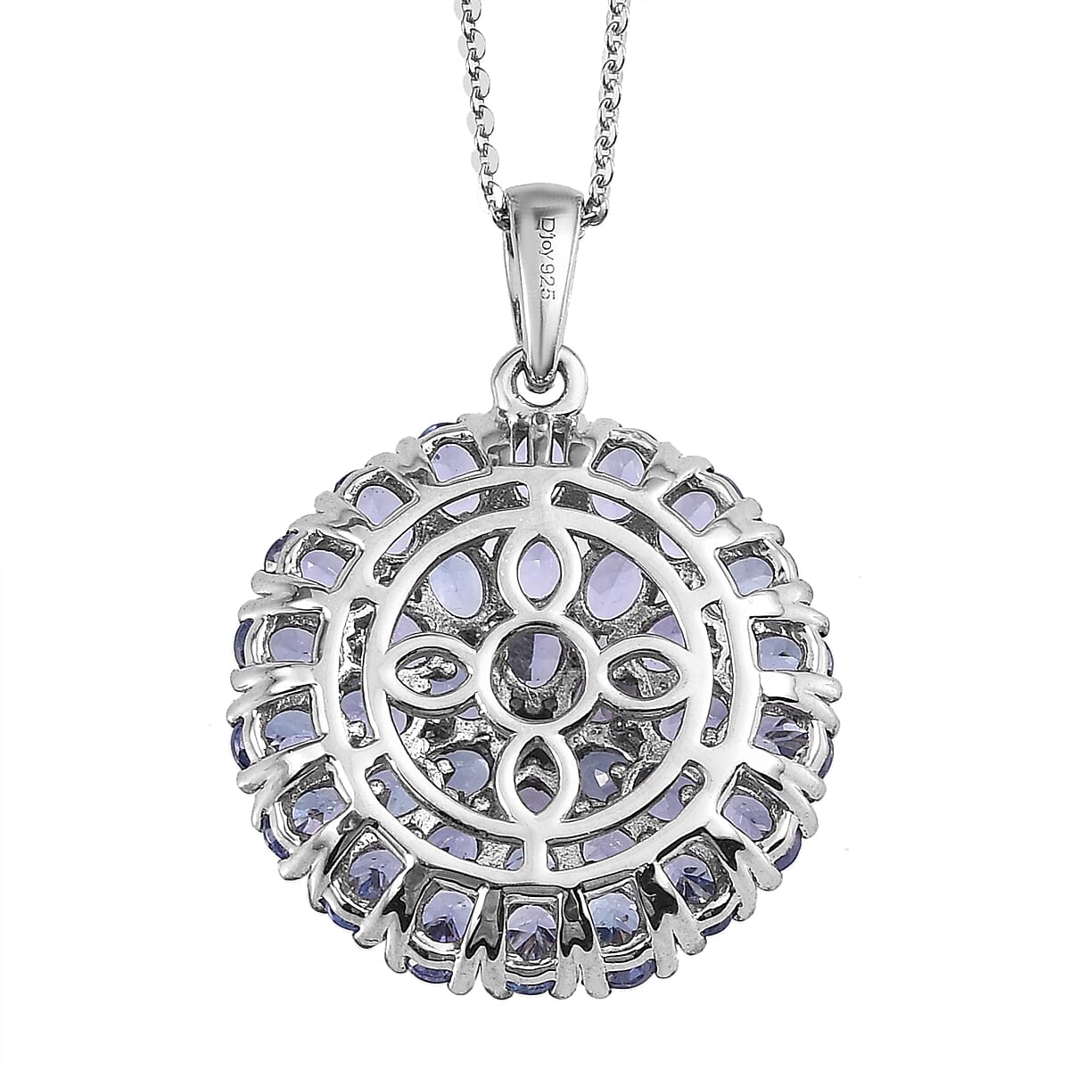Tanzanite Floral Pendant Necklace 20 Inches in Platinum Over Sterling Silver 6.60 ctw image number 4