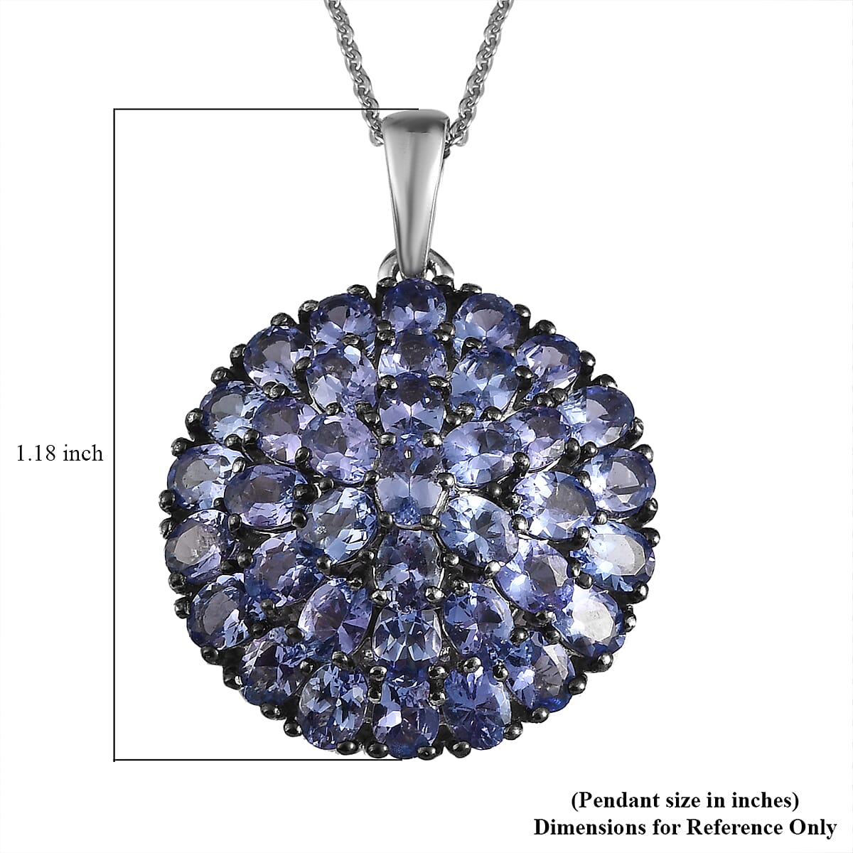 Tanzanite Floral Pendant Necklace 20 Inches in Platinum Over Sterling Silver 6.60 ctw image number 5