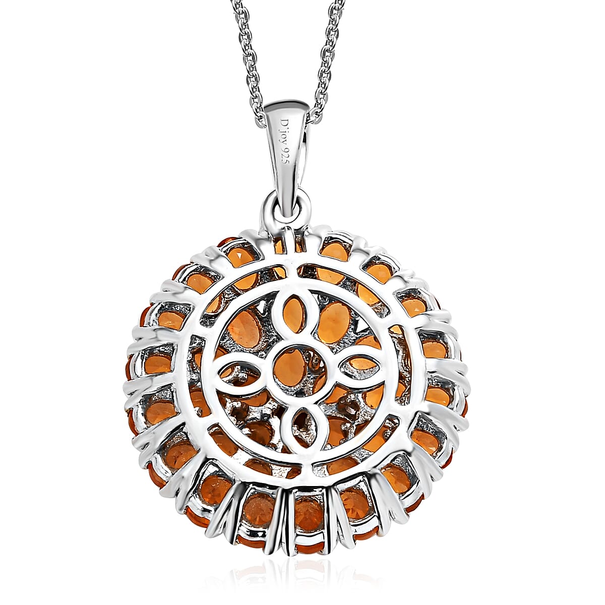 Jalisco Fire Opal Floral Pendant Necklace 20 Inches in Platinum Over Sterling Silver 4.40 ctw image number 4