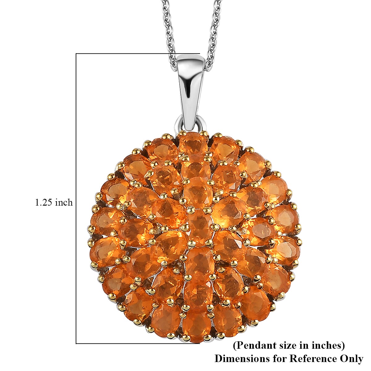 Jalisco Fire Opal Floral Pendant Necklace 20 Inches in Platinum Over Sterling Silver 4.40 ctw image number 5