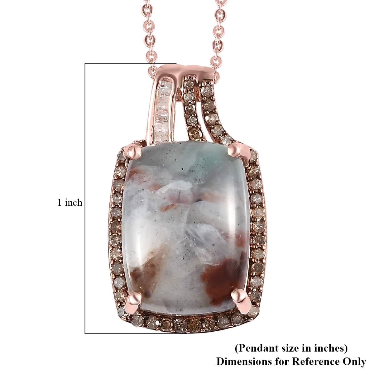 Premium Natural Zimbaprase, Natural White and Champagne Diamond Pendant Necklace 20 Inches in Vermeil Rose Gold Over Sterling Silver 12.25 ctw image number 6