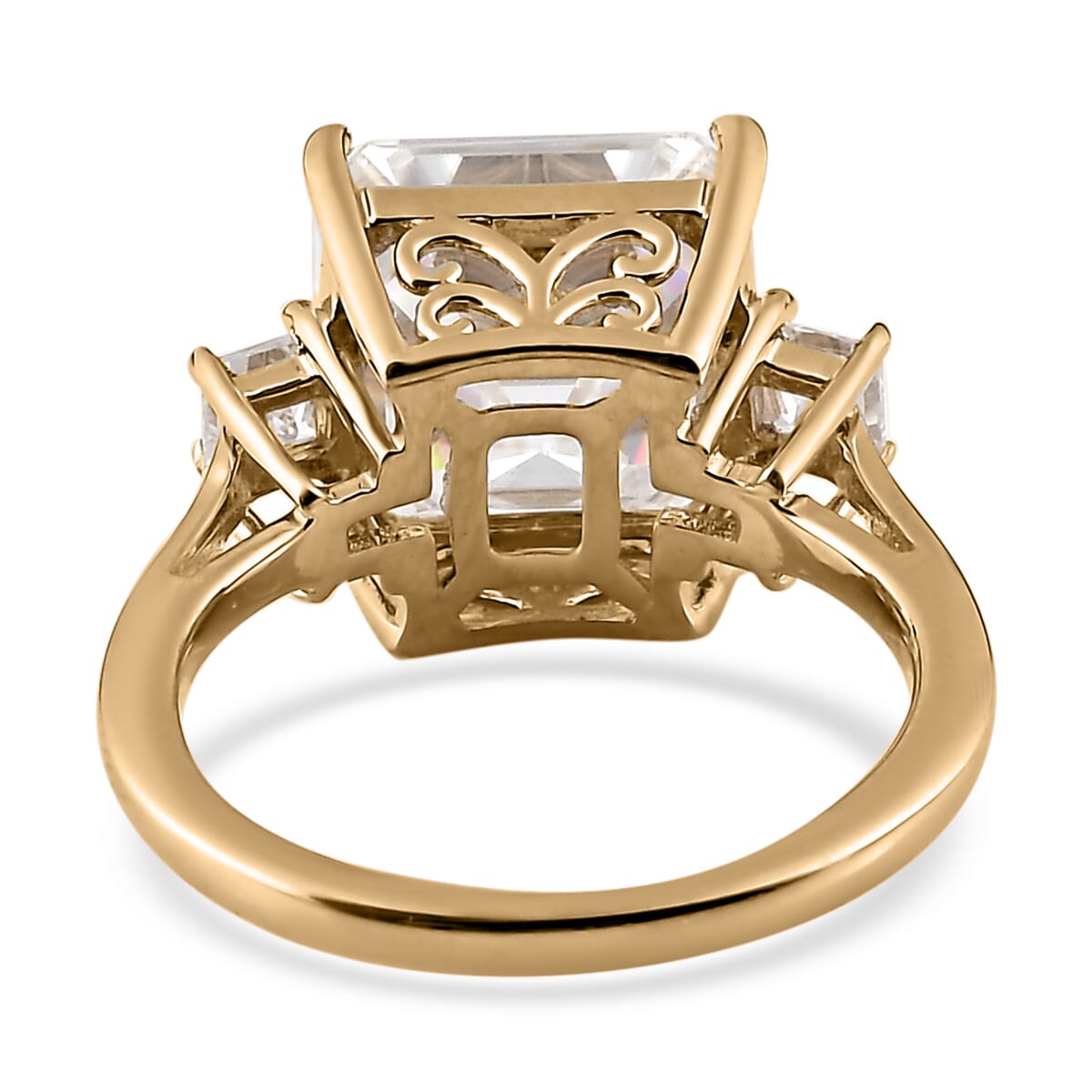 Asscher Cut Moissanite Ring (Size 6.0) and Earrings in Vermeil Yellow Gold Over Sterling Silver 8.40 ctw image number 5