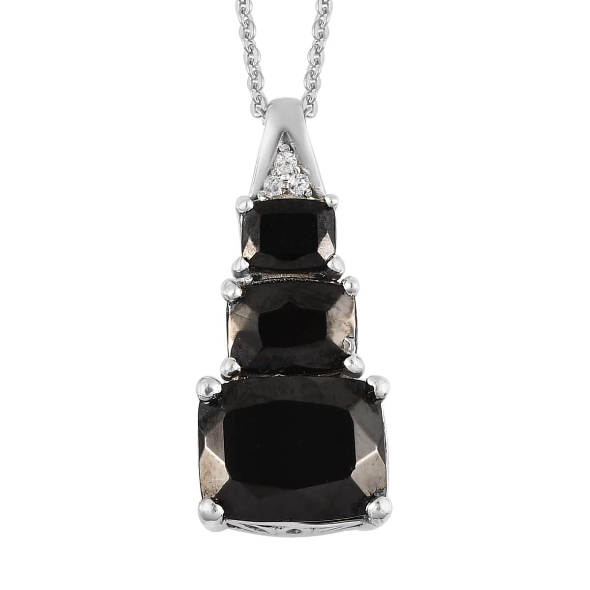 Elite Shungite and White Zircon Pendant Necklace 20 Inches in Platinum Over Sterling Silver 2.85 ctw image number 0