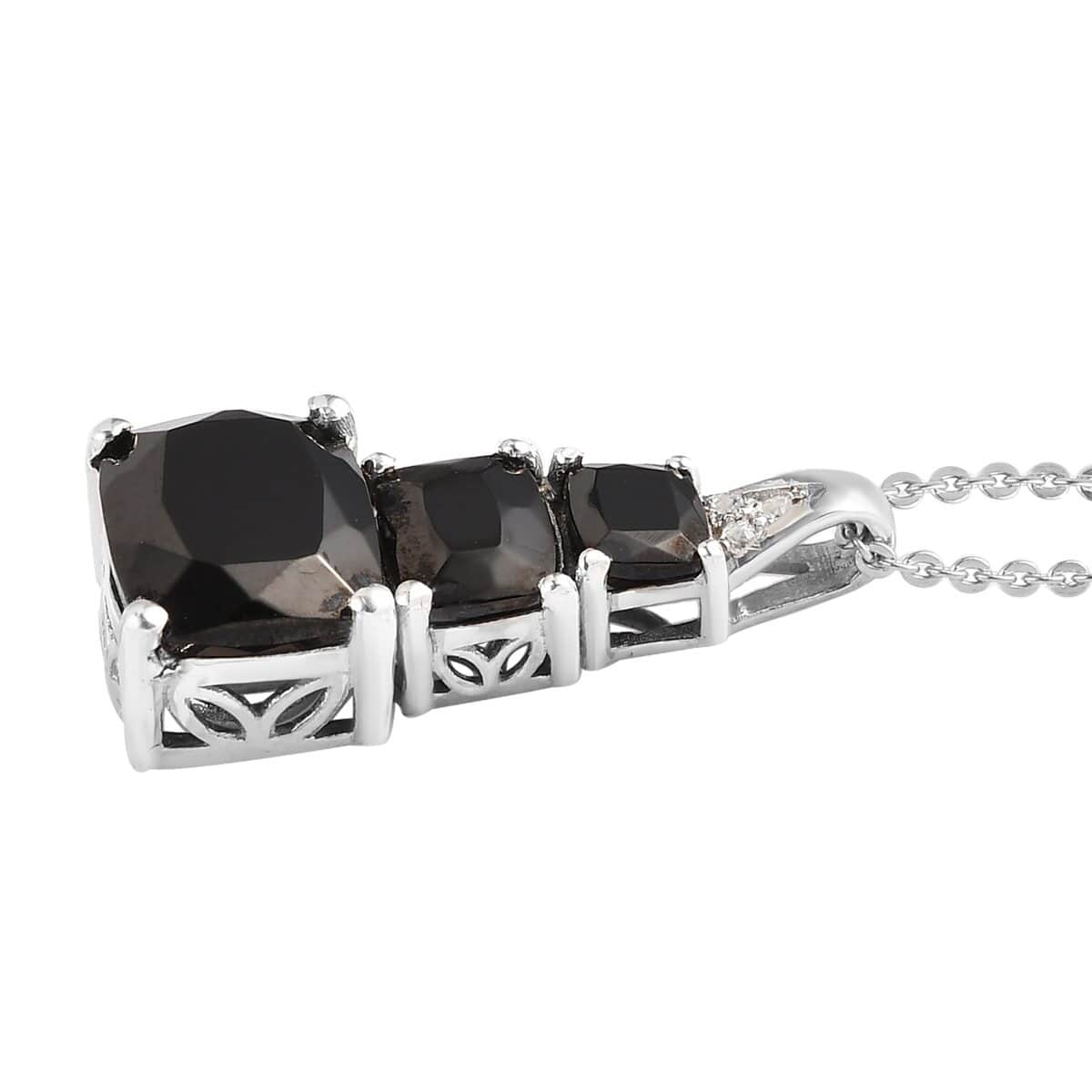 Elite Shungite and White Zircon Pendant Necklace 20 Inches in Platinum Over Sterling Silver 2.85 ctw image number 3