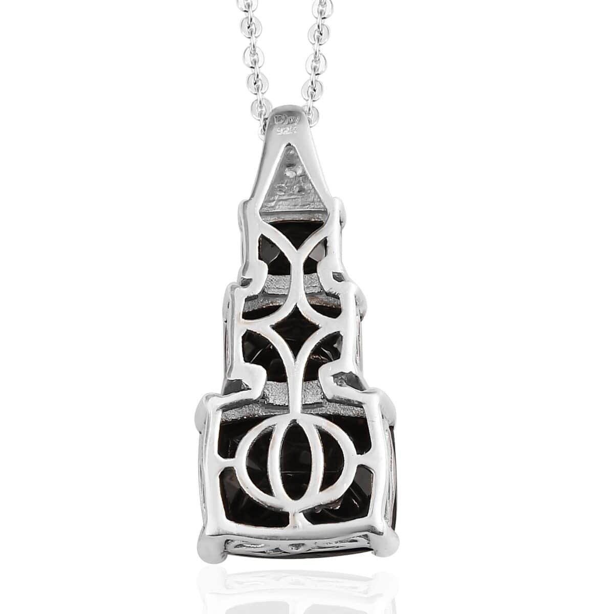 Elite Shungite and White Zircon Pendant Necklace 20 Inches in Platinum Over Sterling Silver 2.85 ctw image number 4
