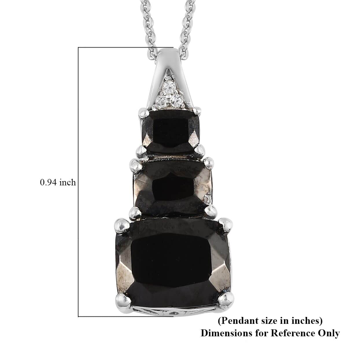 Elite Shungite and White Zircon Pendant Necklace 20 Inches in Platinum Over Sterling Silver 2.85 ctw image number 6