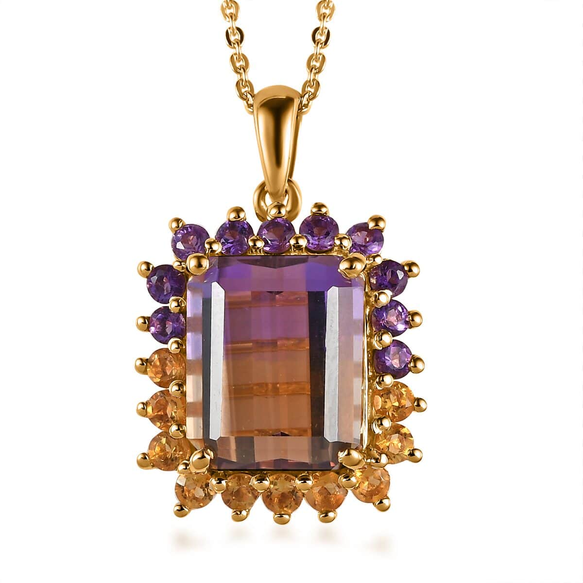 AAA Anahi Ametrine and Multi Gemstone Pendant Necklace 20 Inches in Vermeil Yellow Gold Over Sterling Silver 5.50 ctw image number 0