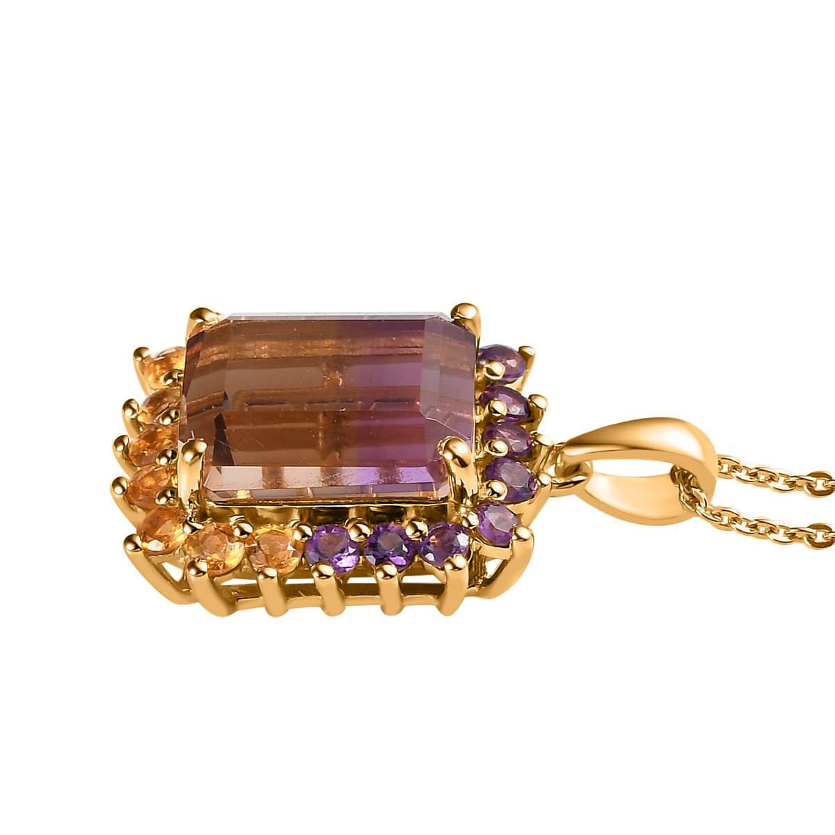 AAA Anahi Ametrine and Multi Gemstone Pendant Necklace 20 Inches in Vermeil Yellow Gold Over Sterling Silver 5.50 ctw image number 3