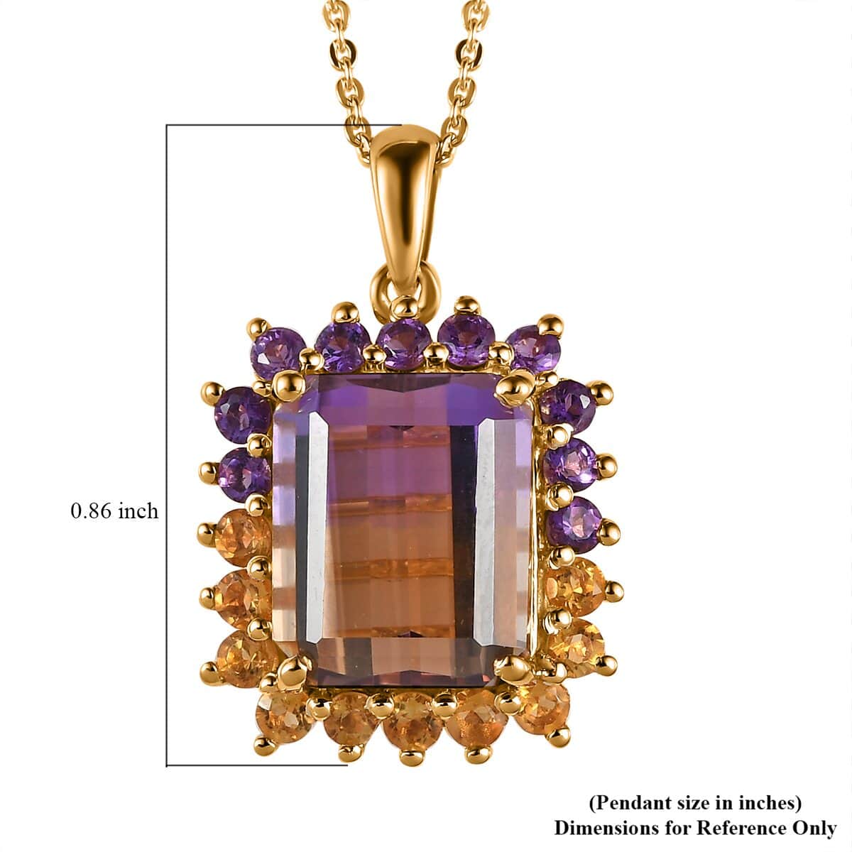 AAA Anahi Ametrine and Multi Gemstone Pendant Necklace 20 Inches in Vermeil Yellow Gold Over Sterling Silver 5.50 ctw image number 6