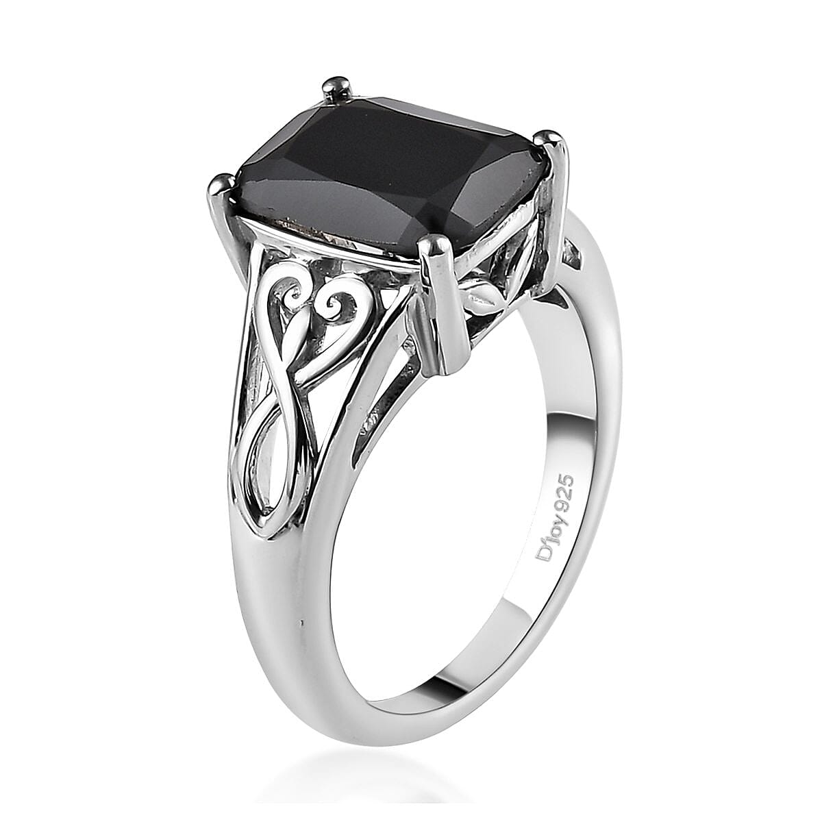 Thai Black Spinel Solitaire Ring (Size 10.0) Stud Earrings and Solitaire Pendant in Platinum Over Sterling Silver 9.20 ctw