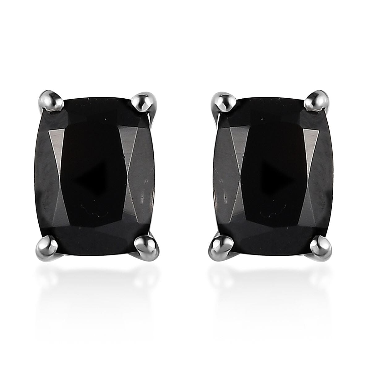 Thai Black Spinel Solitaire Ring (Size 10.0) Stud Earrings and Solitaire Pendant in Platinum Over Sterling Silver 9.20 ctw
