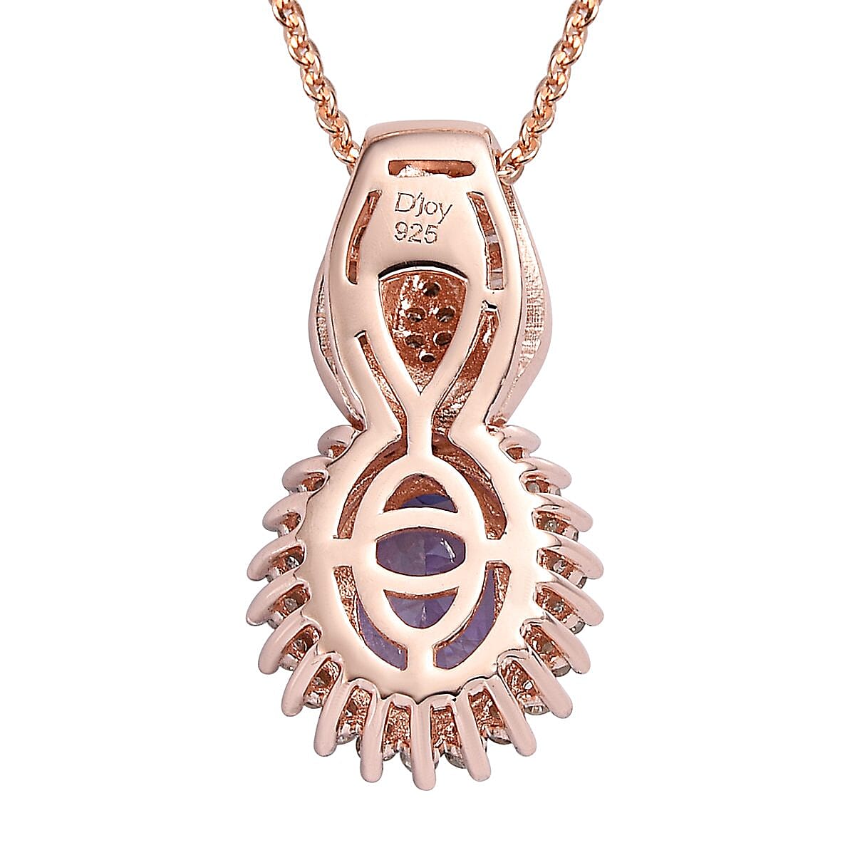 Tanzanite, Natural Champagne and White Diamond Pendant Necklace 20 Inches in Vermeil RG Over Sterling Silver 1.50 ctw image number 4