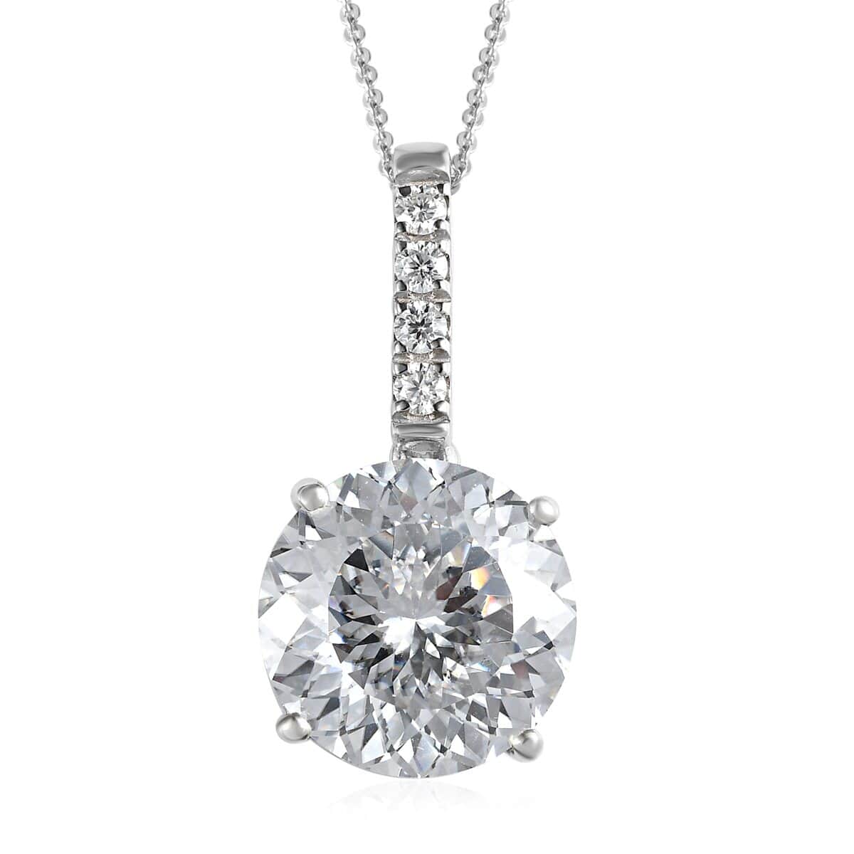 Doorbuster 100 Facet Moissanite Pendant Necklace 20 Inches in Platinum Over Sterling Silver 10.25 ctw image number 0