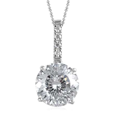 100 Facet Moissanite Pendant Necklace 20 Inches in Platinum Over Sterling Silver 10.25 ctw image number 0