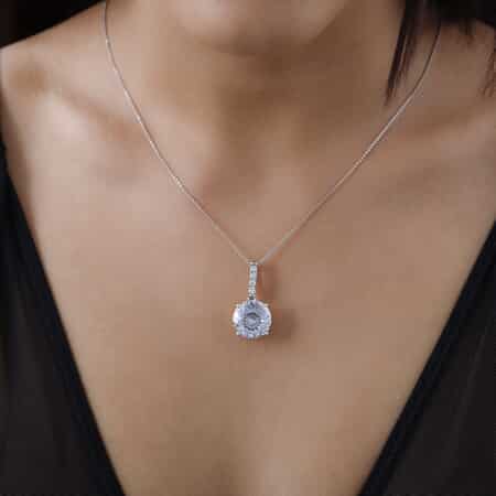 100 Facet Moissanite Pendant Necklace 20 Inches in Platinum Over Sterling Silver 10.25 ctw image number 2