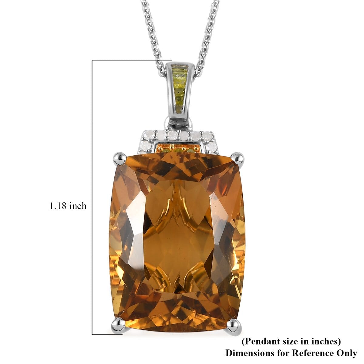 Brazilian Citrine, Yellow and Diamond Pendant Necklace 20 Inches in Platinum Over Sterling Silver 21.85 ctw image number 5