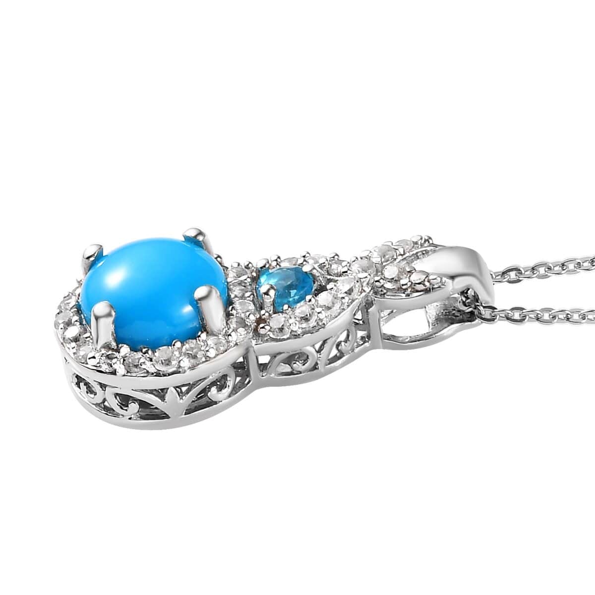 Sleeping Beauty Turquoise and Multi Gemstone Ring Pendant Necklace 20 Inches in Platinum Over Sterling Silver 4.50 ctw image number 5