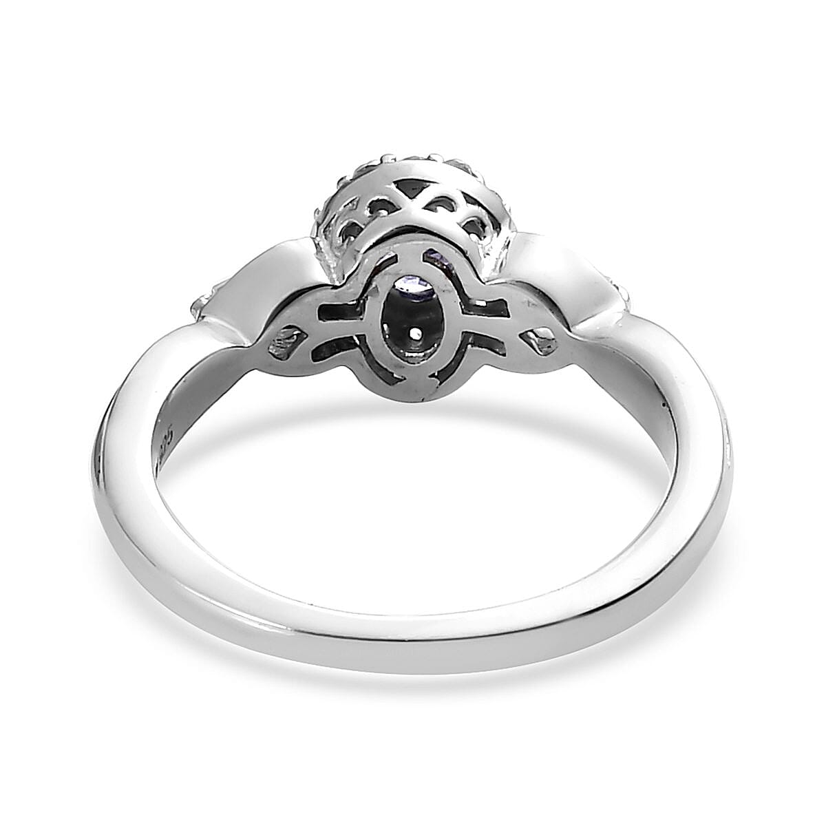 AAA Tanzanite and Natural White Zircon Ring and Pendant in Platinum Over Sterling Silver 1.35 ctw image number 4