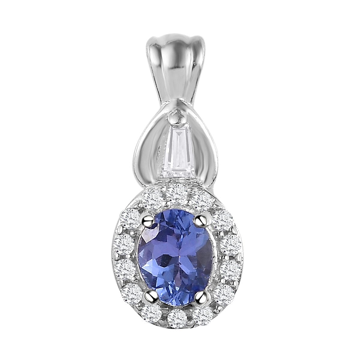 AAA Tanzanite and Natural White Zircon Ring and Pendant in Platinum Over Sterling Silver 1.35 ctw image number 5