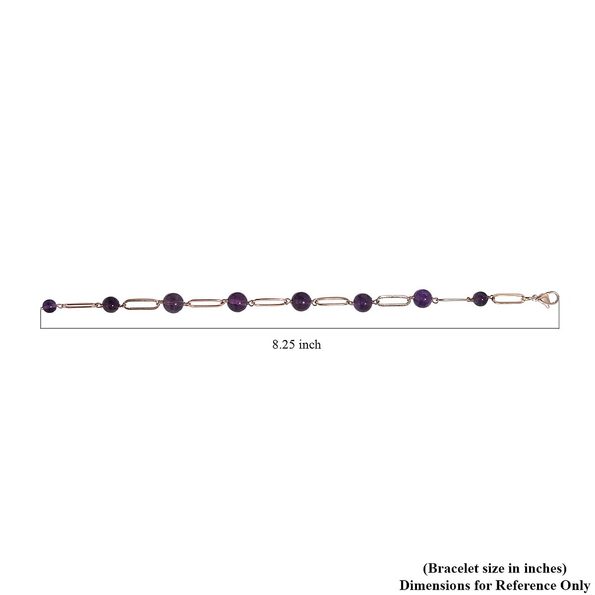 Amethyst Paper Clip Chain Station Bracelet (8In) and Earrings in ION Plated Rose Gold Stainless Steel 32.35 ctw image number 4