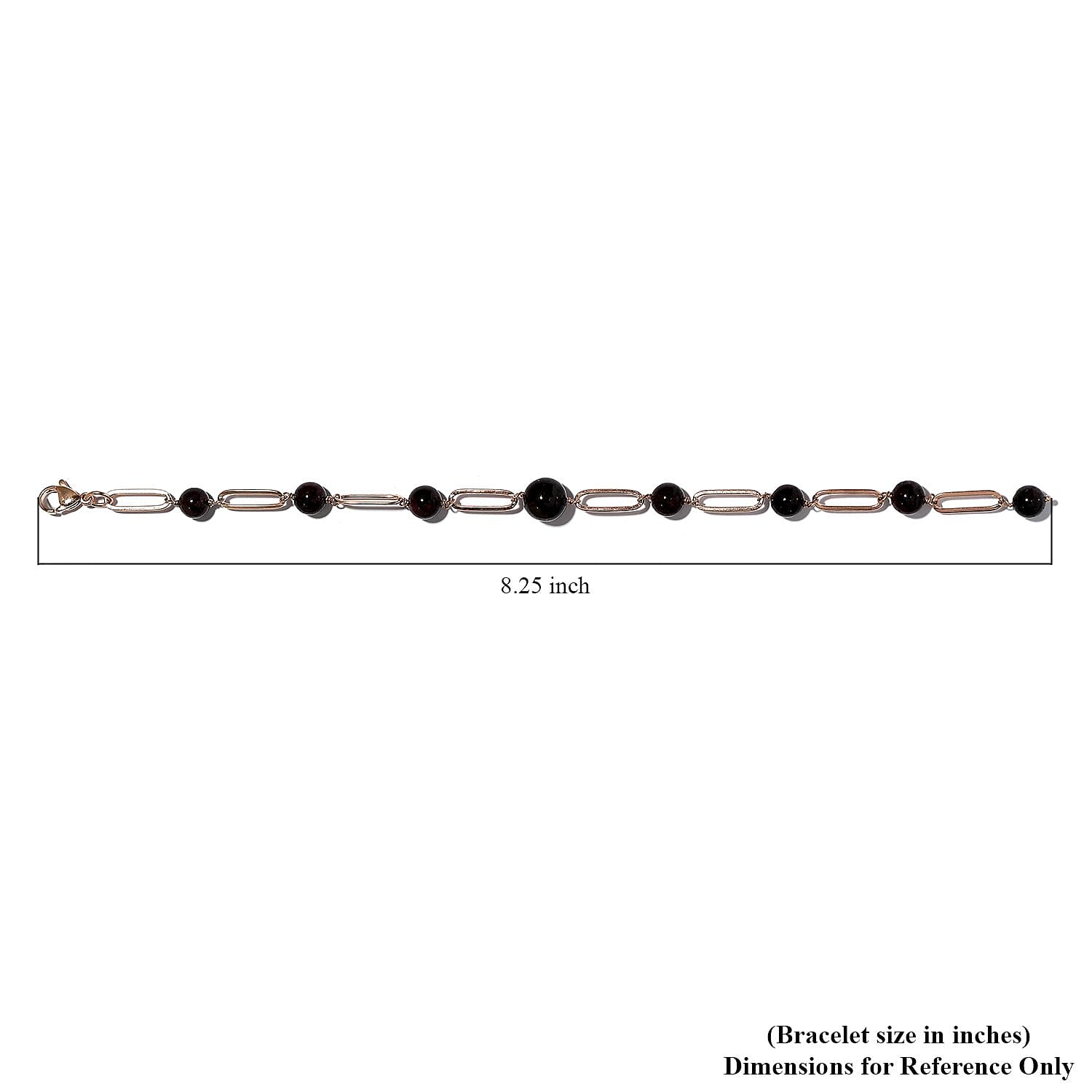 Orissa Rhodolite Garnet Paper Clip Chain Station Bracelet (8In) and Earrings in ION Plated RG Stainless Steel 44.40 ctw | Tarnish-Free, Waterproof, Sweat Proof Jewelry