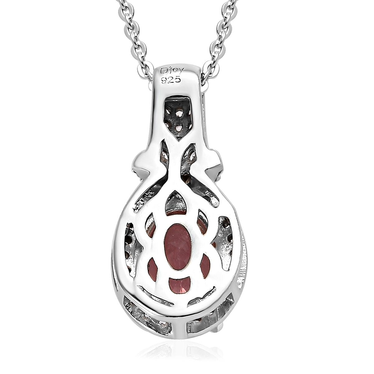 Red Apatite and White Zircon Pendant Necklace 20 Inches in Platinum Over Sterling Silver 1.65 ctw image number 4