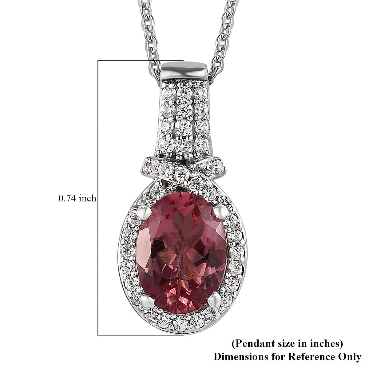 Red Apatite and White Zircon Pendant Necklace 20 Inches in Platinum Over Sterling Silver 1.65 ctw image number 6