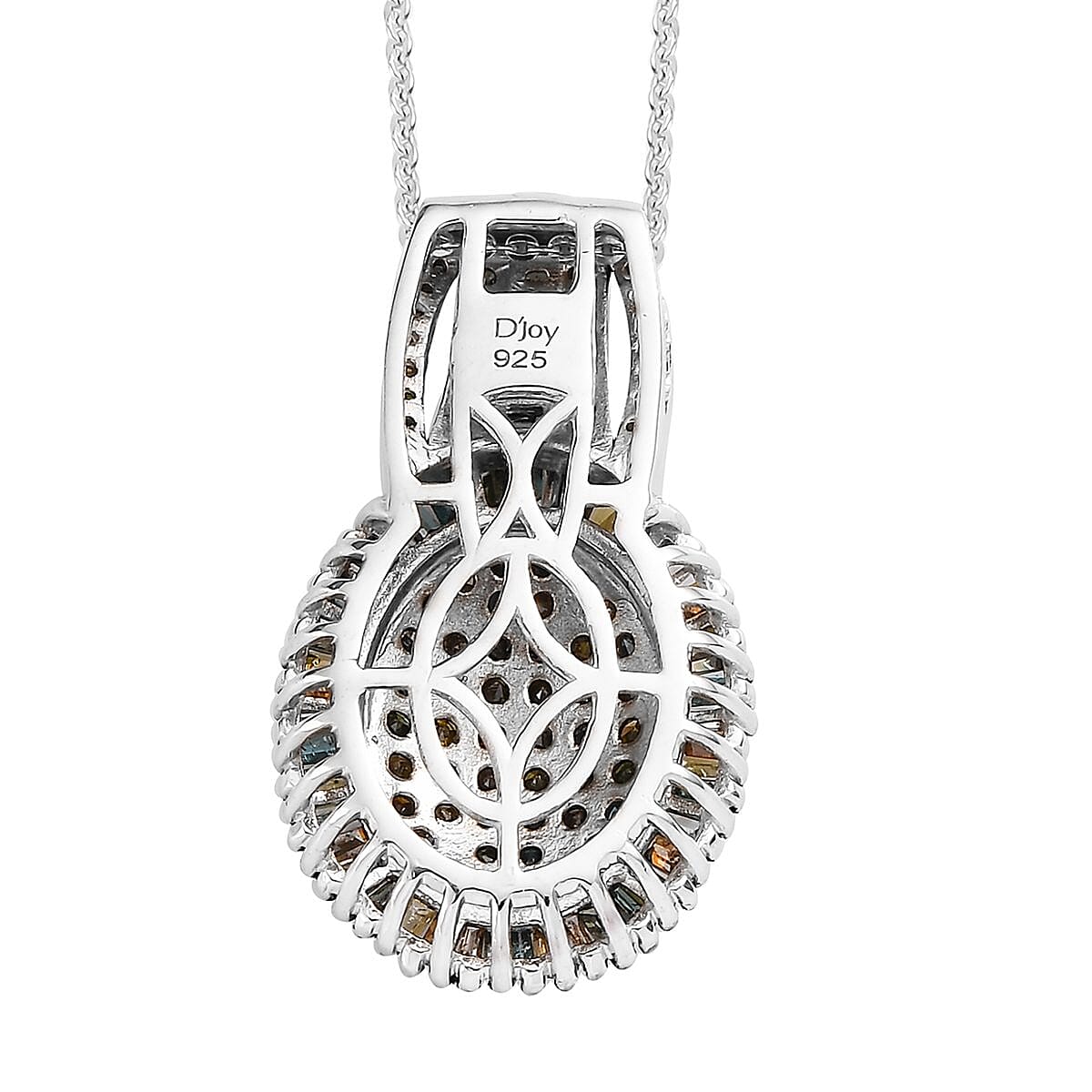 Multi Diamond Cocktail Pendant Necklace 20 Inches in Platinum Over Sterling Silver 2.00 ctw image number 4