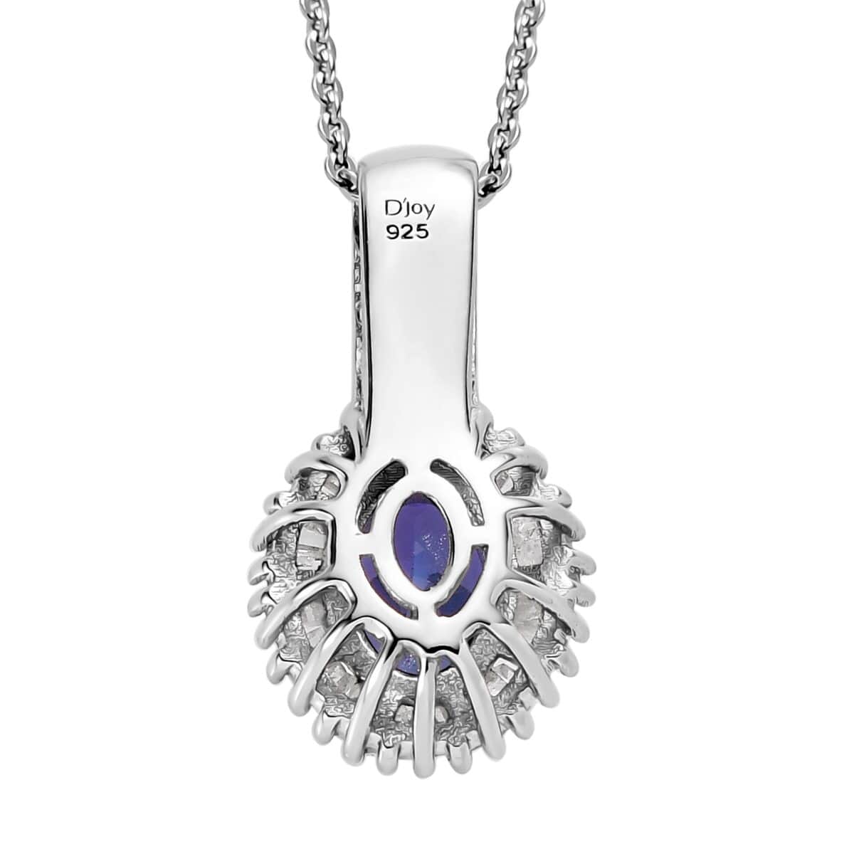 AAA Tanzanite and Diamond Halo Pendant Necklace 20 Inches in Platinum Over Sterling Silver 1.40 ctw image number 4