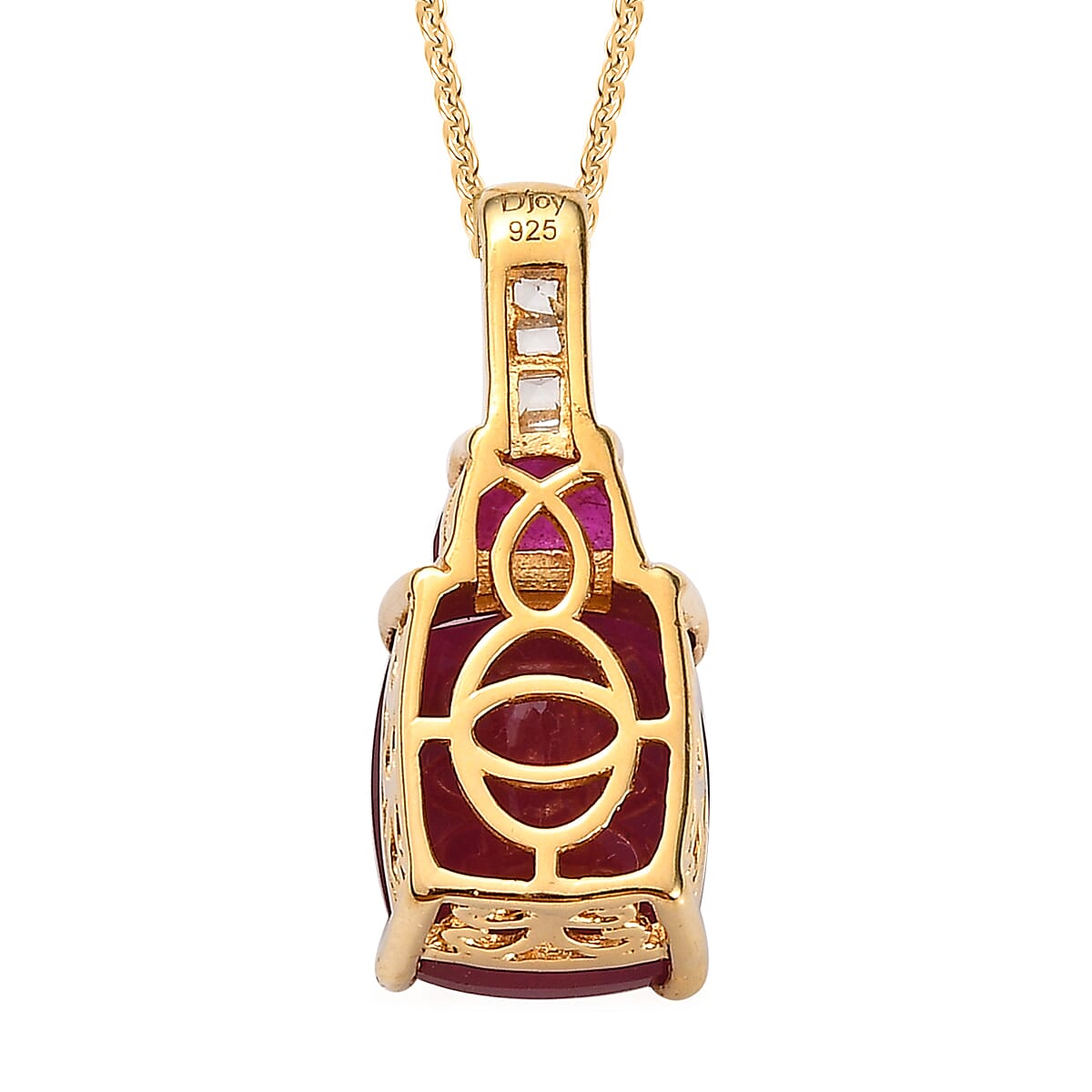 Niassa Ruby (FF) and White Topaz Pendant Necklace 20 Inches in Vermeil Yellow Gold Over Sterling Silver 9.40 ctw