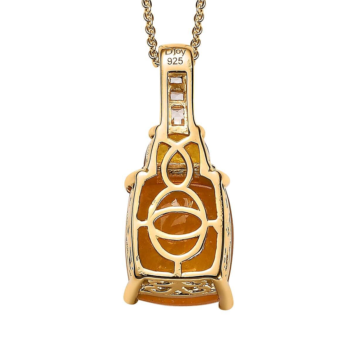 Yellow Sapphire (FF) and White Topaz Pendant Necklace 20 Inches in Vermeil Yellow Gold Over Sterling Silver 8.25 ctw