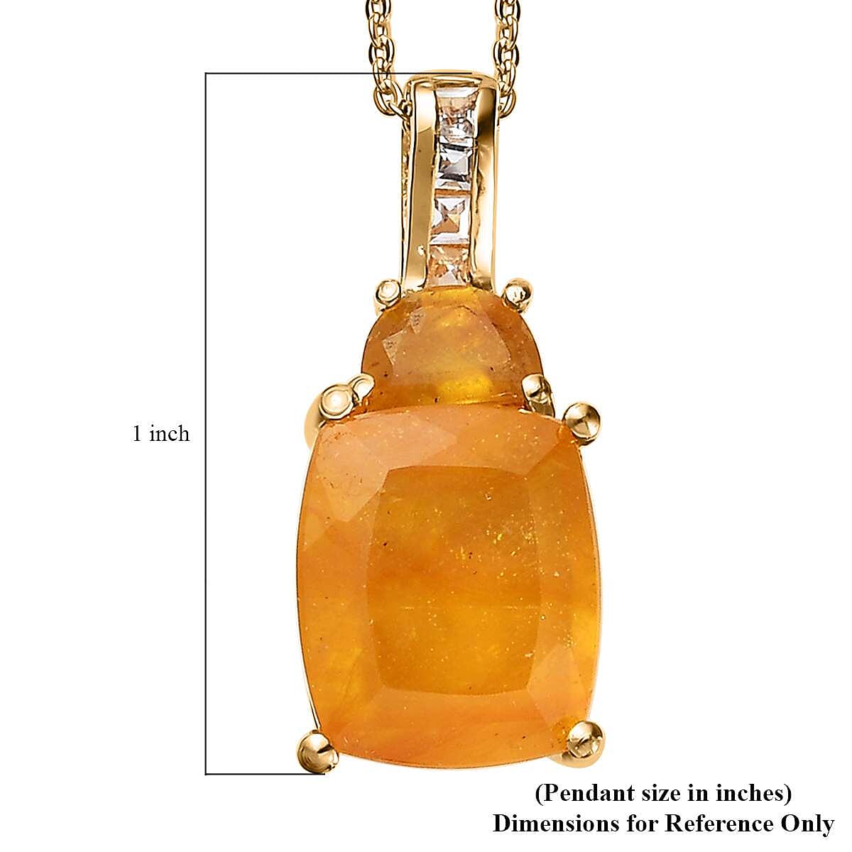 Yellow Sapphire (FF) and White Topaz Pendant Necklace 20 Inches in Vermeil Yellow Gold Over Sterling Silver 8.25 ctw