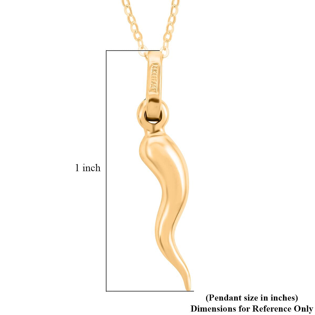 Corno Portafortuna Italian 14K Yellow Gold Horn Pendant Necklace 18 Inches 1.45 Grams image number 5