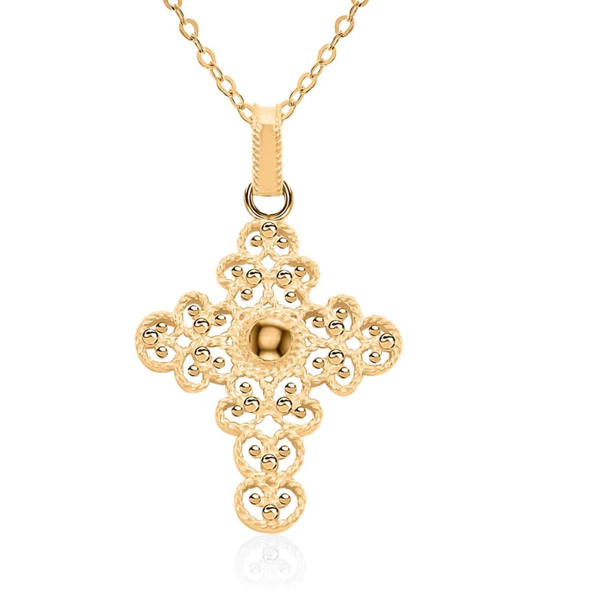 Buy Arezzo Croce Italian 14K Yellow Gold Pendant Necklace 18