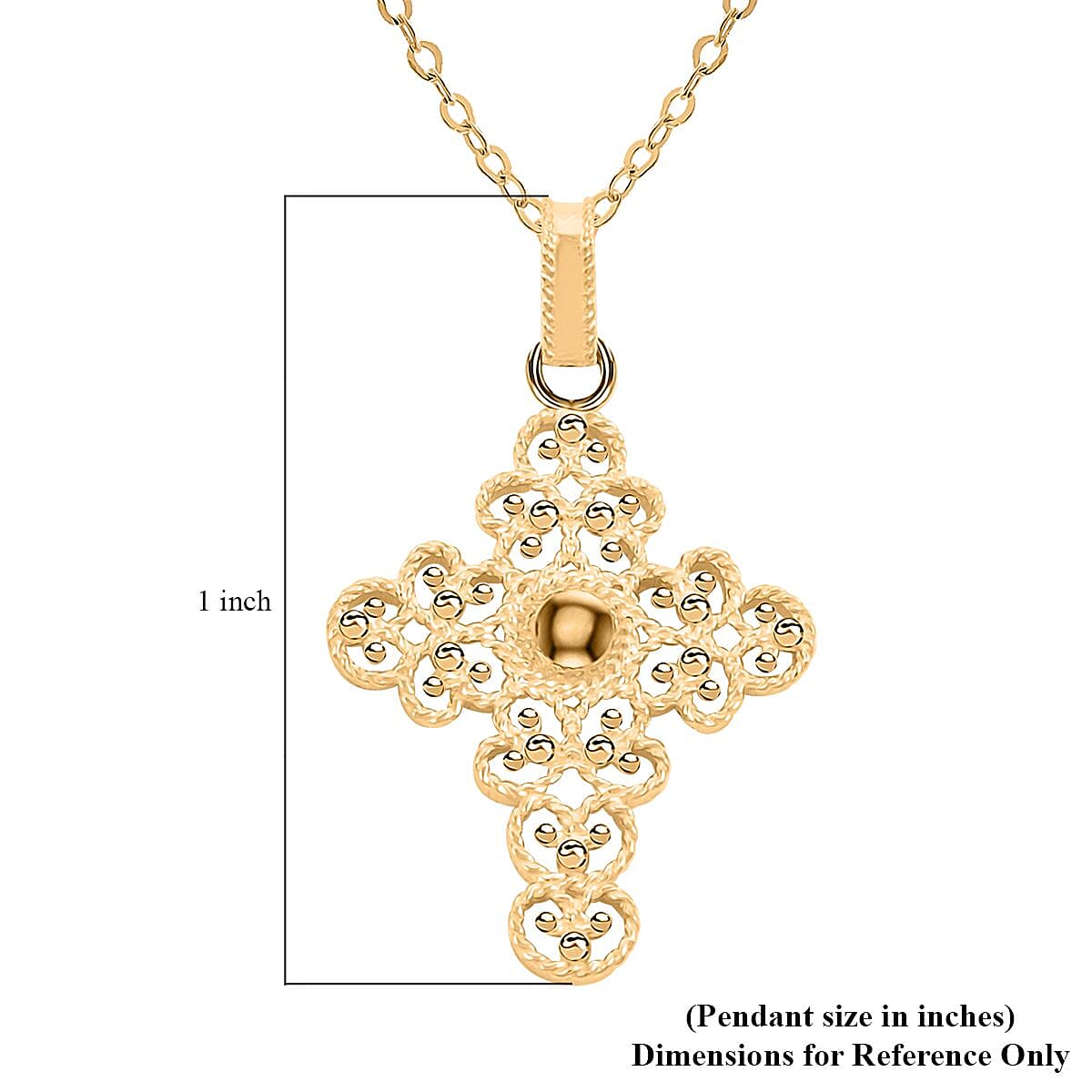 Arezzo Croce Italian 14K Yellow Gold Pendant Necklace 18 Inches 1.67 Grams