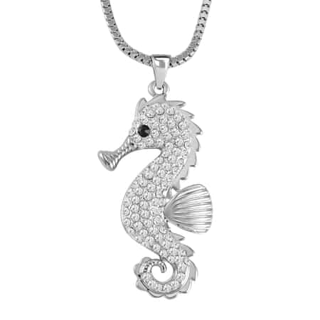 White Crystal Cocktail Pendant Necklace 29-31 Inches in Silvertone , Shop LC