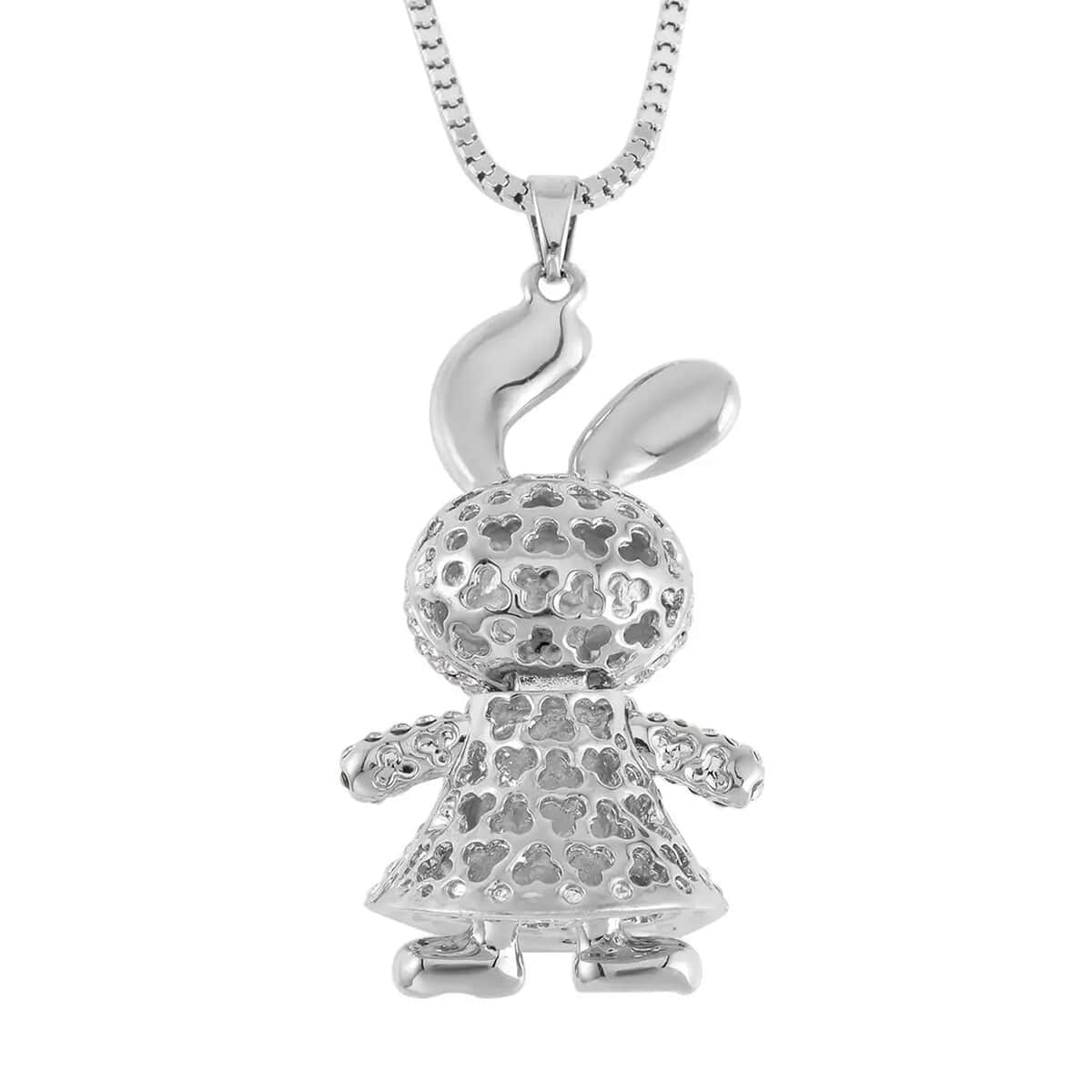 Multi Color Austrian Crystal Rabbit Pendant Necklace 29-31 Inches in Silvertone image number 7