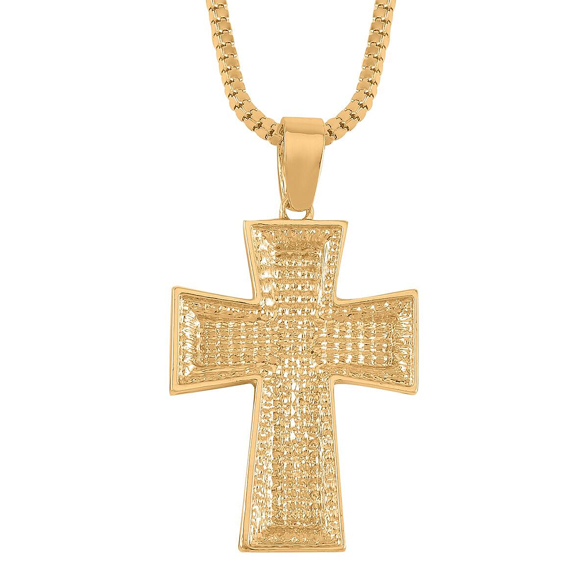 White Crystal Cross Pendant Necklace 29-31 Inches in Goldtone image number 4