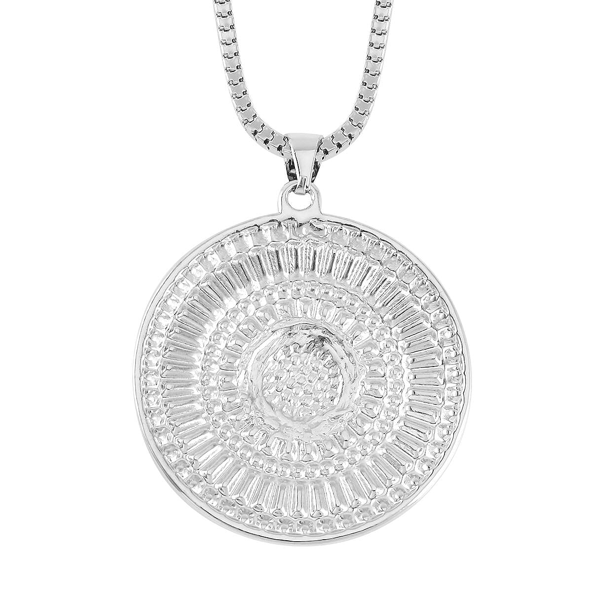 White Crystal Cocktail Pendant Necklace 29-31 Inches in Silvertone