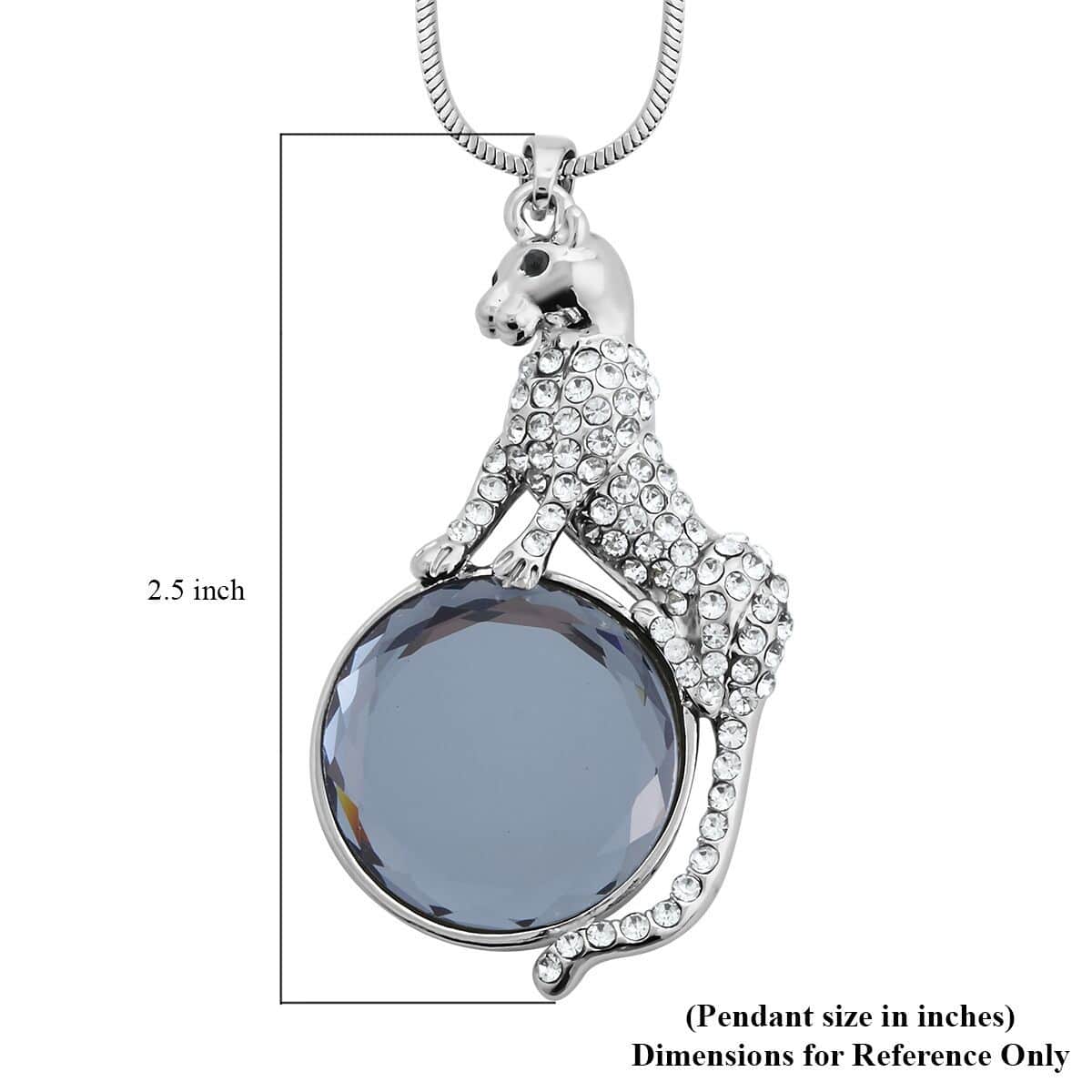 White and Black Crystal, Silver Grey Color Glass Pendant Necklace 29-31 Inches in Silvertone image number 5