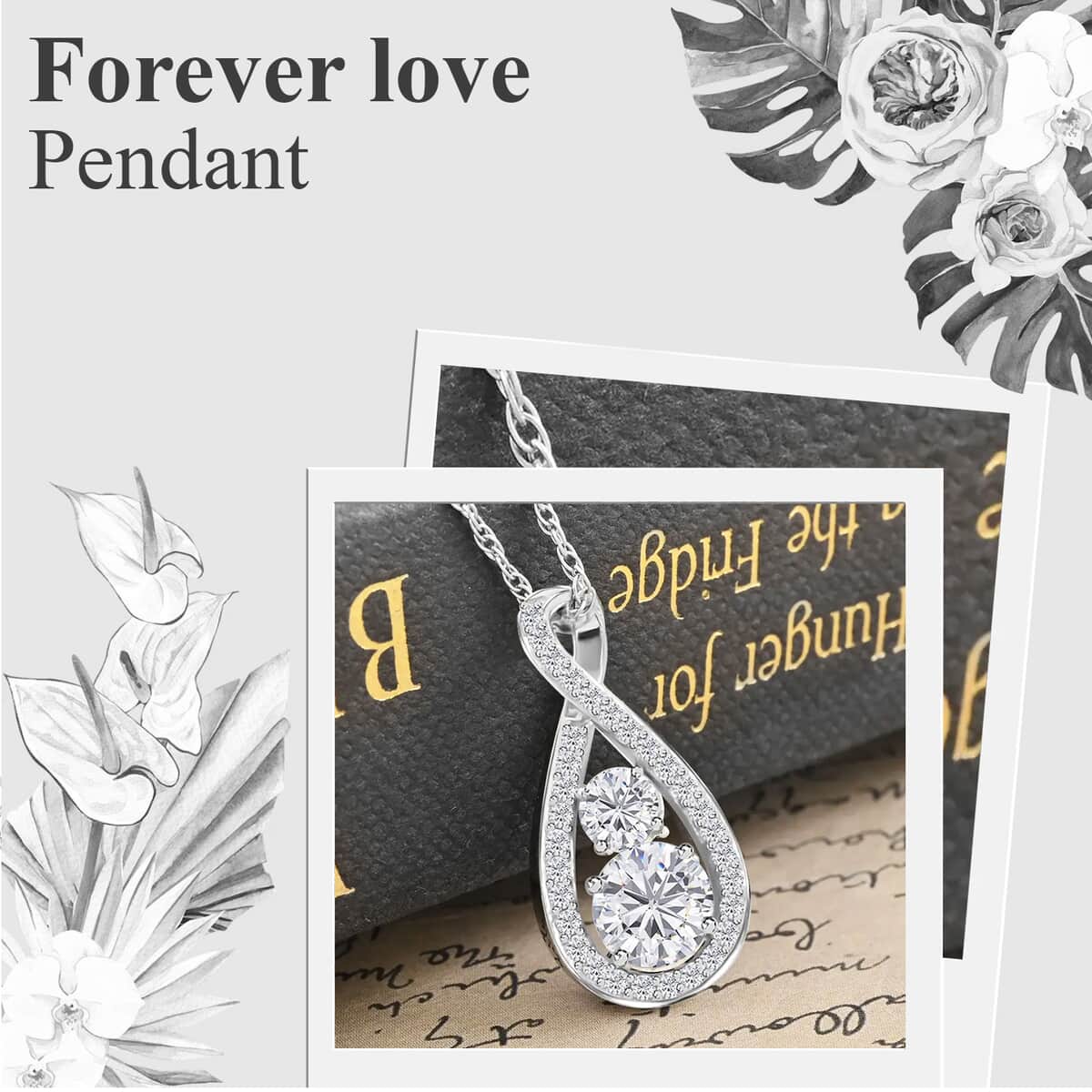 Forever Love Lab Created White Sapphire Necklace (Sterling Silver) image number 1